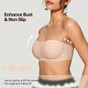 💞Womens Strapless Bras Push Up Bandeau Bra Non Slip Wireless Supportive Padded Bras Seamless Comfortable Tube Jelly Bras